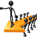 Quote Pic. Jelly man leader on arrow carried by workers